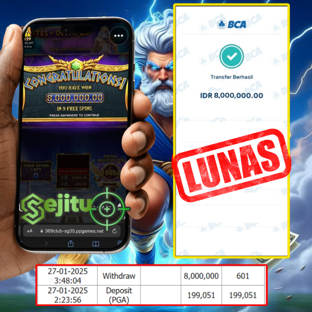 PEMENANG JACKPOT SEJITU GATES OF OLYMPUS PRAGMATIC PLAY