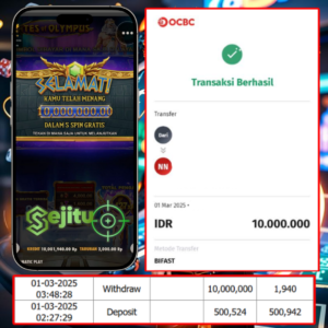 PEMENANG JACKPOT SEJITU GATES OF OLYMPUS PRAGMATIC PLAY