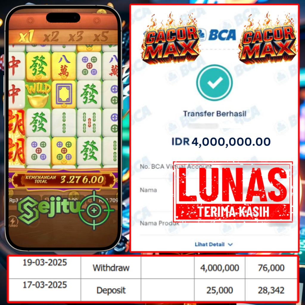 PEMENANG JACKPOT SEJITU MAHYONG WAYS PG SOFT