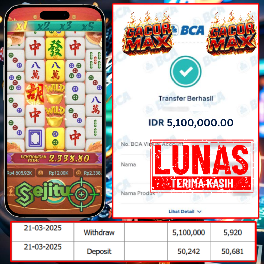 PEMENANG JACKPOT SEJITU MAHYONG WAYS 2 PG SOFT