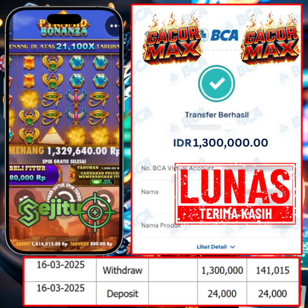 PEMENANG JACKPOT SEJITU PYRAMID BONANZA PRAGMATIC PLAY
