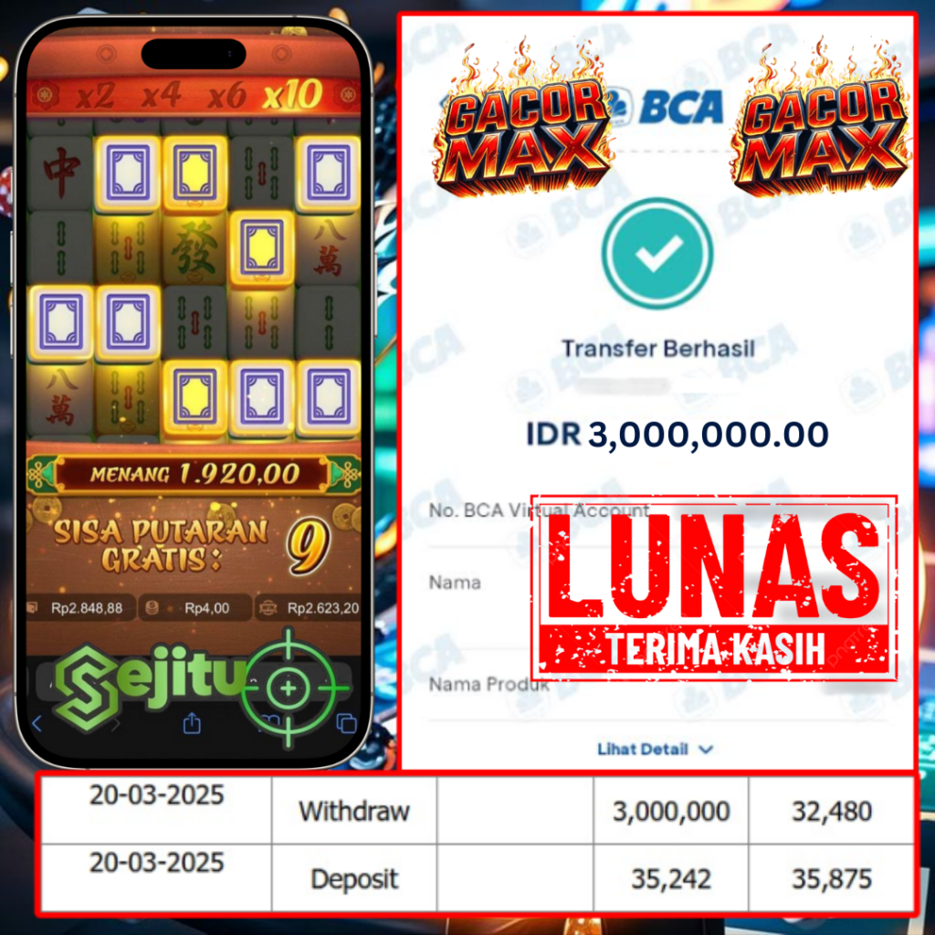PEMENANG JACKPOT SEJITU MAHYONG WAYS PG SOFT