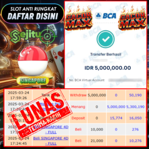SELAMAT KEPADA MEMBER SEJITU JACKPOT PAUS TOGEL PASARAN SINGAPORE