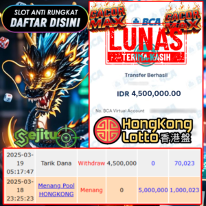 SELAMAT KEPADA MEMBER SEJITU JACKPOT PAUS TOGEL PASARAN HONGKONG LOTTO