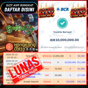 SELAMAT KEPADA MEMBER SEJITU JACKPOT PAUS TOGEL PASARAN HONGKONG LOTTO