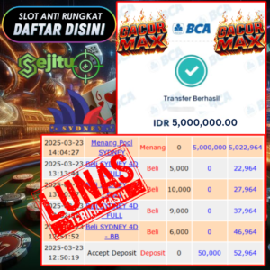 SELAMAT KEPADA MEMBER SEJITU JACKPOT PAUS TOGEL PASARAN SYDNEY