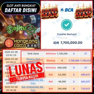 SELAMAT KEPADA MEMBER SEJITU JACKPOT PAUS TOGEL PASARAN HONGKONG LOTTO