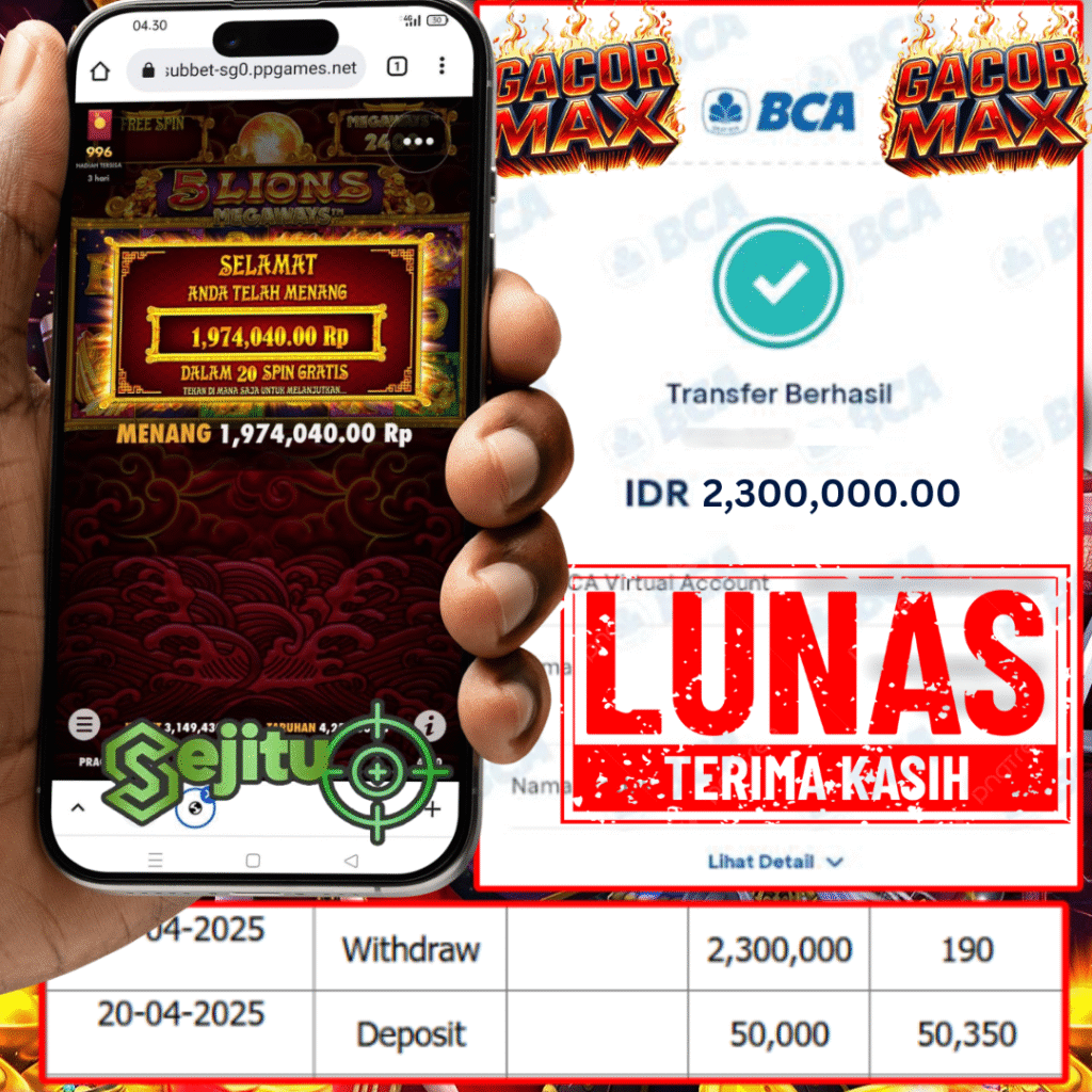 PEMENANG JACKPOT SEJITU 5 LIONS MEGAWAYS PRAGMATIC PLAY