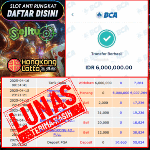 SELAMAT KEPADA MEMBER SEJITU JACKPOT PAUS TOGEL PASARAN HONGKONG LOTTO