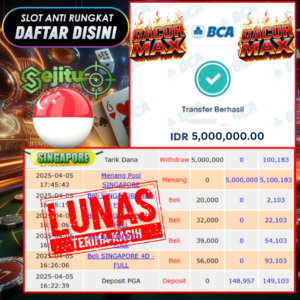 SELAMAT KEPADA MEMBER SEJITU JACKPOT PAUS TOGEL PASARAN SINGAPORE