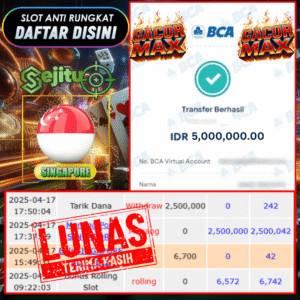 SELAMAT KEPADA MEMBER SEJITU JACKPOT PAUS TOGEL PASARAN SINGAPORE