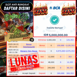 SELAMAT KEPADA MEMBER SEJITU JACKPOT PAUS TOGEL PASARAN TOTO MACAU
