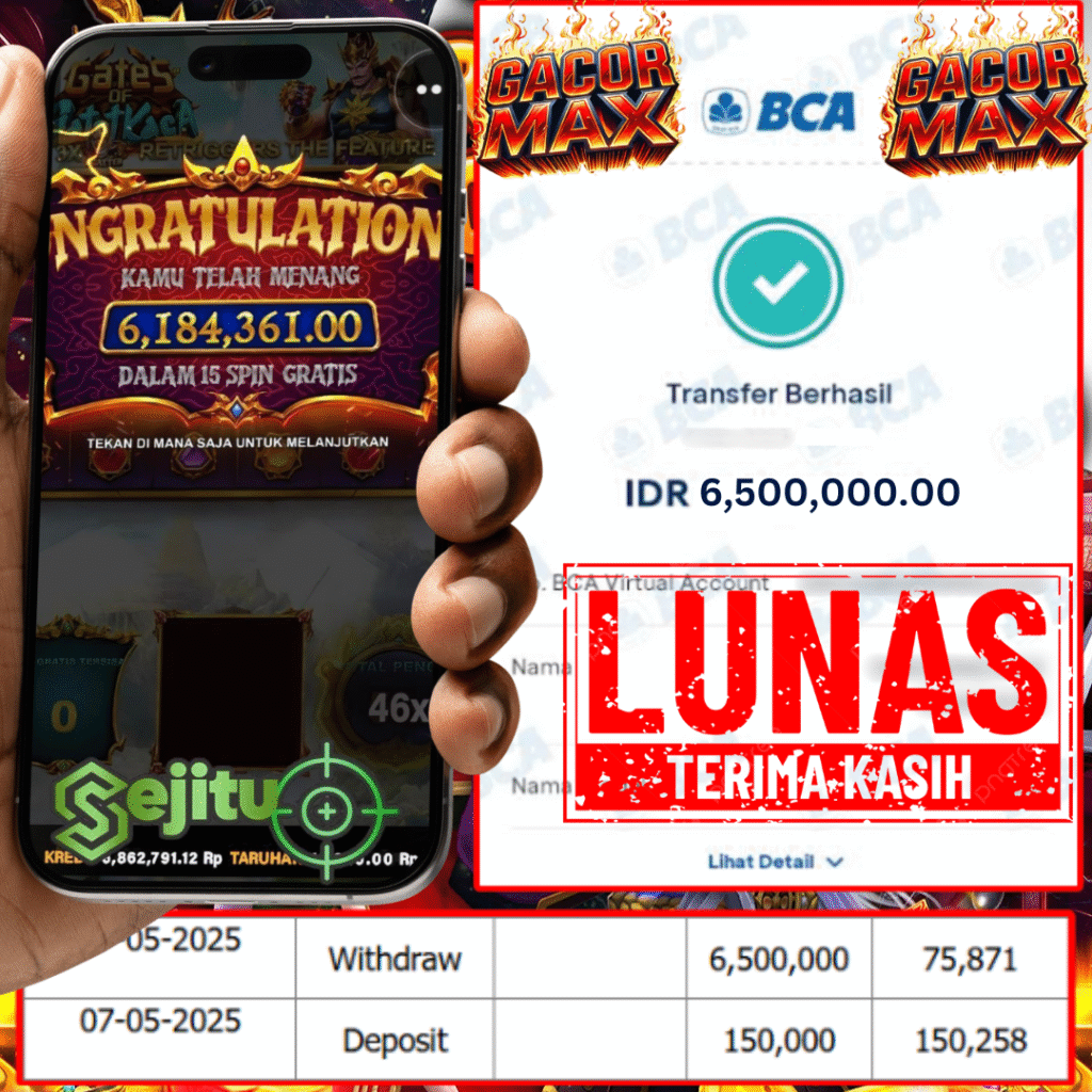 PEMENANG JACKPOT SEJITU GATES OF GATOTKACA PRAGMATIC PLAY