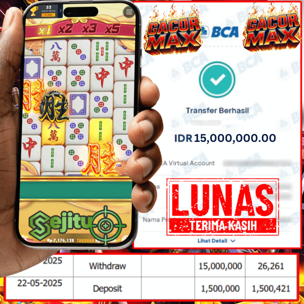 PEMENANG JACKPOT SEJITU MAHJONG WINS 3 SCATTER HITAM PRAGMATIC PLAY