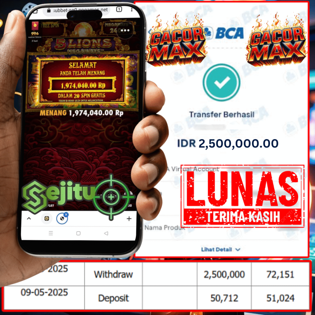 PEMENANG JACKPOT SEJITU 5 LIONS MEGAWAYS PRAGMATIC PLAY