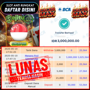 SELAMAT KEPADA MEMBER SEJITU JACKPOT PAUS TOGEL PASARAN SINGAPORE