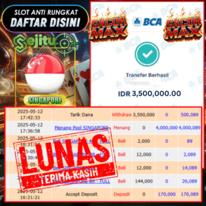 SELAMAT KEPADA MEMBER SEJITU JACKPOT PAUS TOGEL PASARAN SINGAPORE