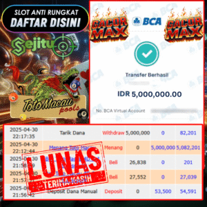 SELAMAT KEPADA MEMBER SEJITU JACKPOT PAUS TOGEL PASARAN TOTOMACAU