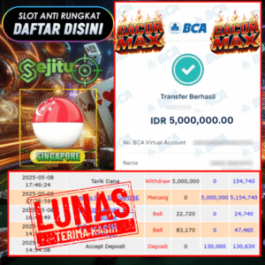 SELAMAT KEPADA MEMBER SEJITU JACKPOT PAUS TOGEL PASARAN SINGAPORE