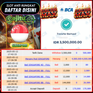 SELAMAT KEPADA MEMBER SEJITU JACKPOT PAUS TOGEL PASARAN SINGAPORE