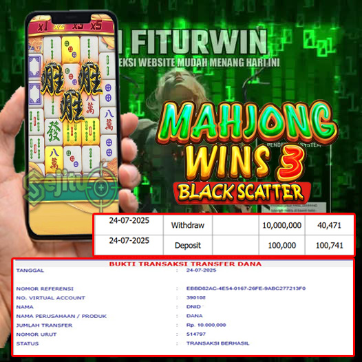 SELAMAT KEPADA MEMBER SEJITU JACKPOT GAMES MAHJONG WINS 3 BLACK SCATTER PRAGMATIC PLAY