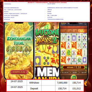 SELAMAT KEPADA MEMBER SEJITU JACKPOT GAMES MAHYONG WAYS PG SOFT