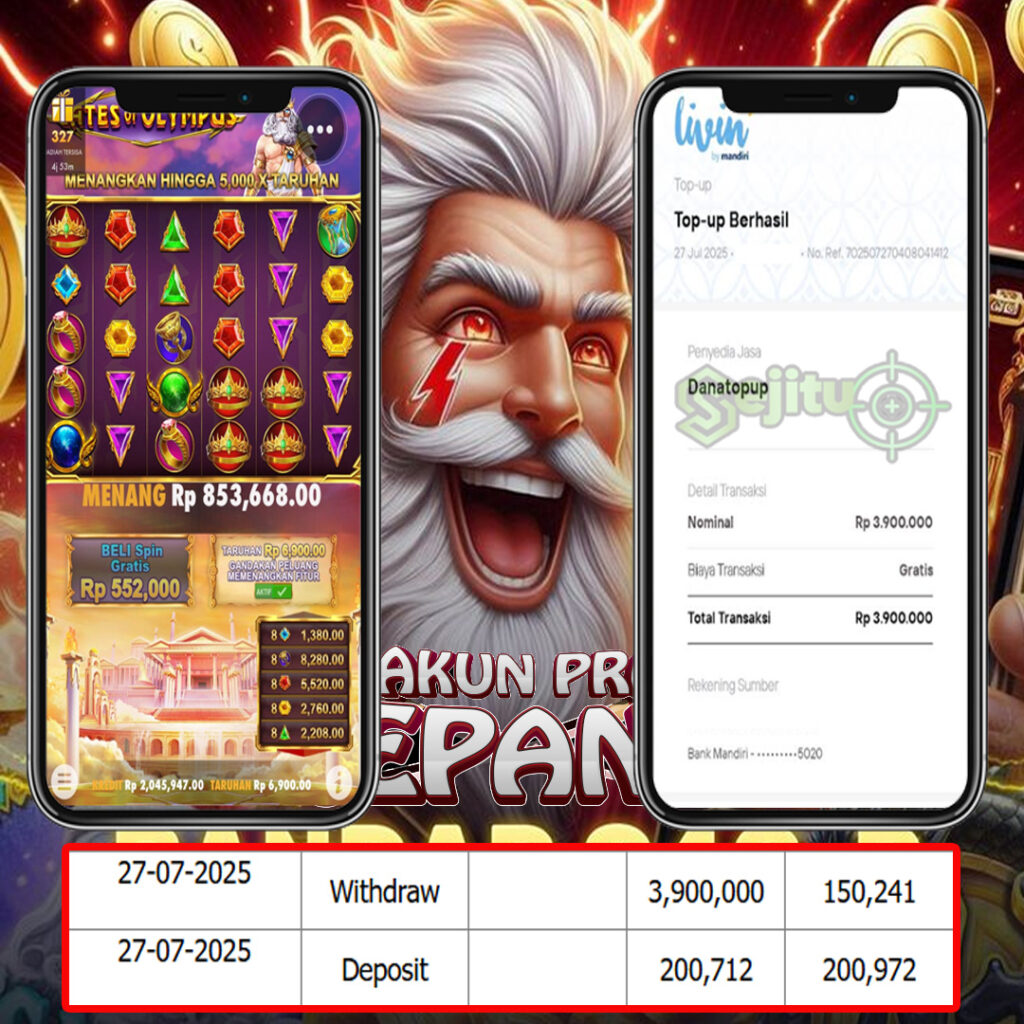 SELAMAT KEPADA MEMBER SEJITU JACKPOT GAMES GATES OF OLYMPUS PRAGMATIC PLAY