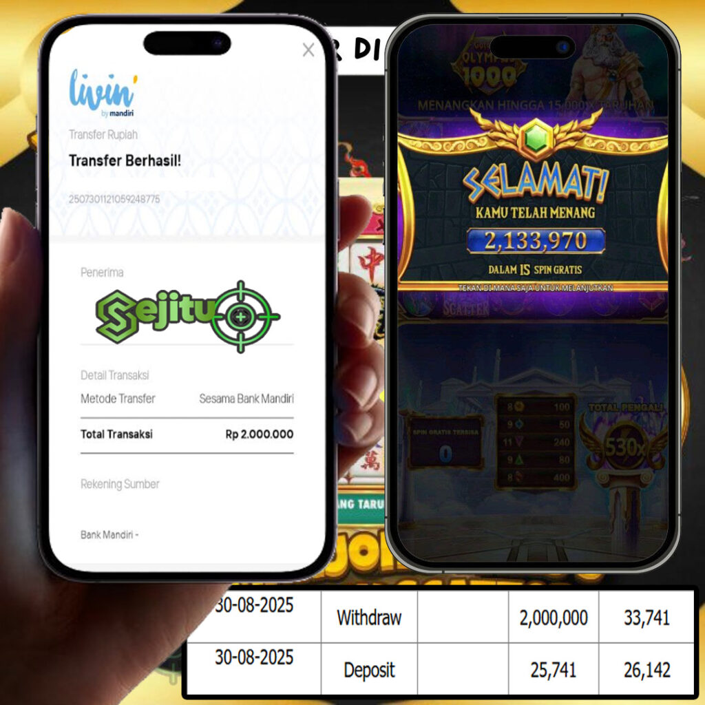 SELAMAT KEPADA MEMBER SEJITU JACKPOT GAMES GATES OF OLYMPUS 1000 PRAGMATIC PLAY