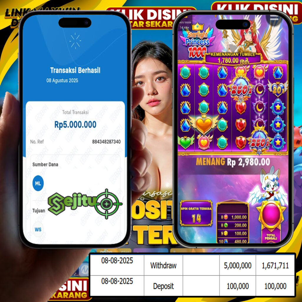 SELAMAT KEPADA MEMBER SEJITU JACKPOT GAMES STARLIGHT PRINCESS PRAGMATIC 1000 PLAY