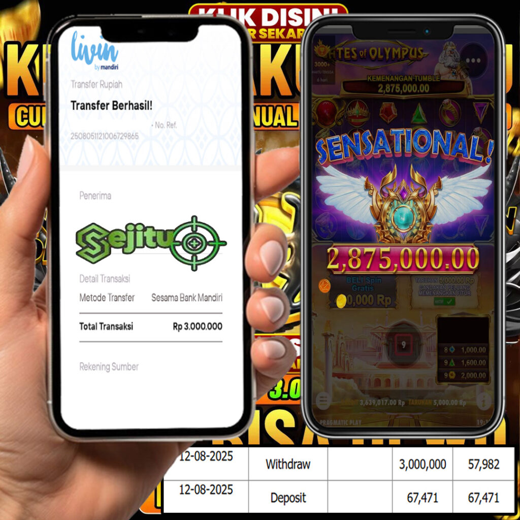 SELAMAT KEPADA MEMBER SEJITU JACKPOT GAMES GATES OF OLYMPUS PRAGMATIC PLAY