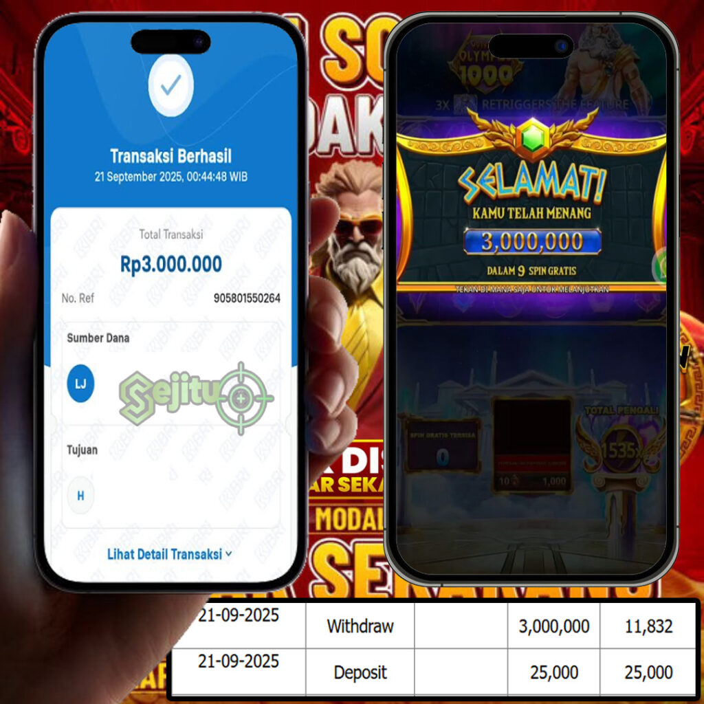 SELAMAT KEPADA MEMBER SEJITU JACKPOT GAMES GATES OF OLYMPUS 1000 PRAGMATIC PLAY