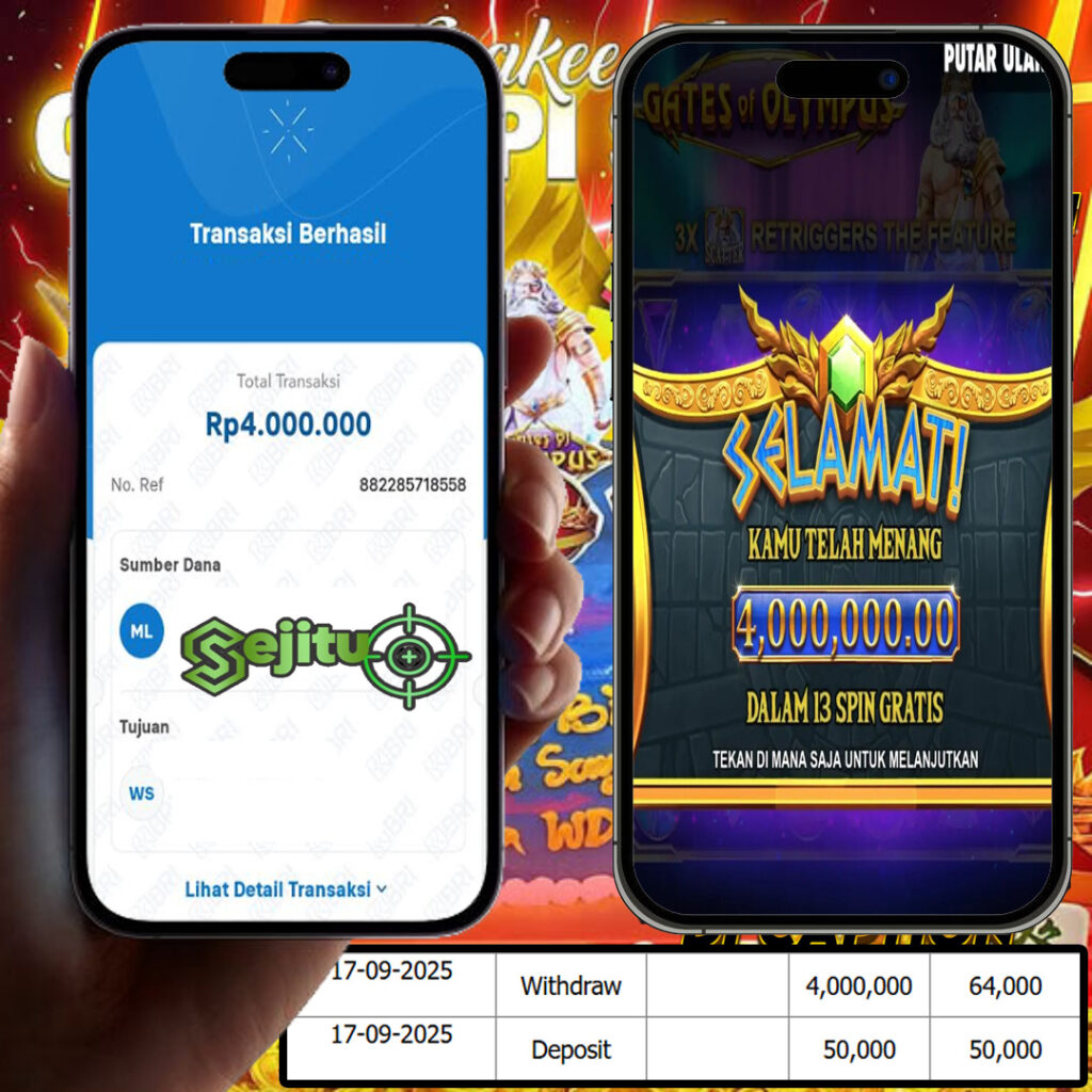 SELAMAT KEPADA MEMBER SEJITU JACKPOT GAMES GATES OF OLYMPUS PRAGMATIC PLAY
