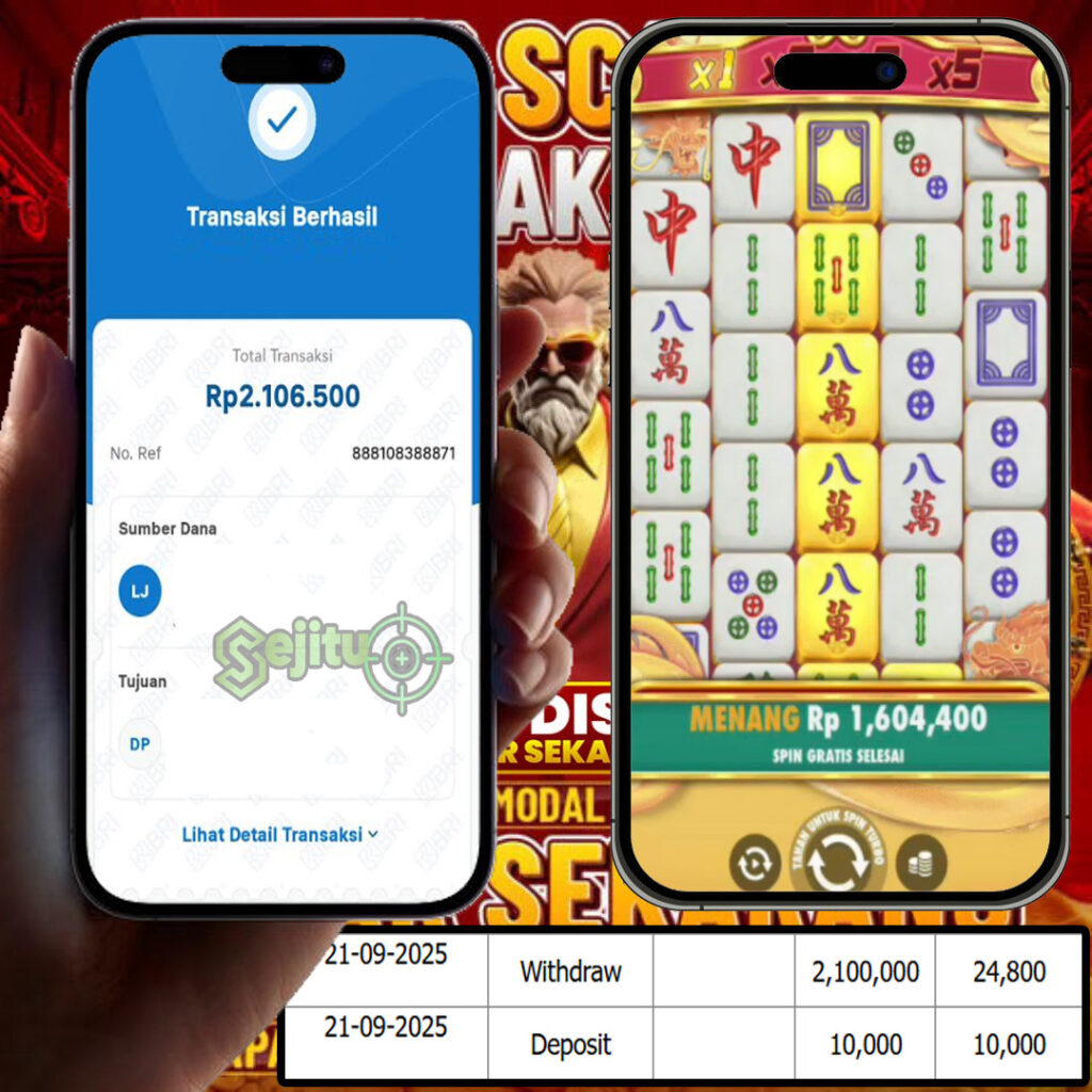 SELAMAT KEPADA MEMBER SEJITU JACKPOT GAMES MAHYONG WINS 3 PRAGMATIC PLAY