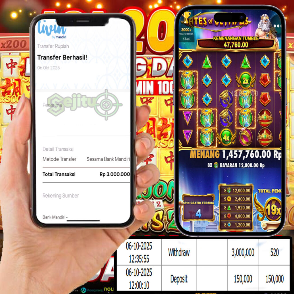 SEJITU JACKPOT GAMES GATE OF OLYMPUS PRAGMATIC PLAY